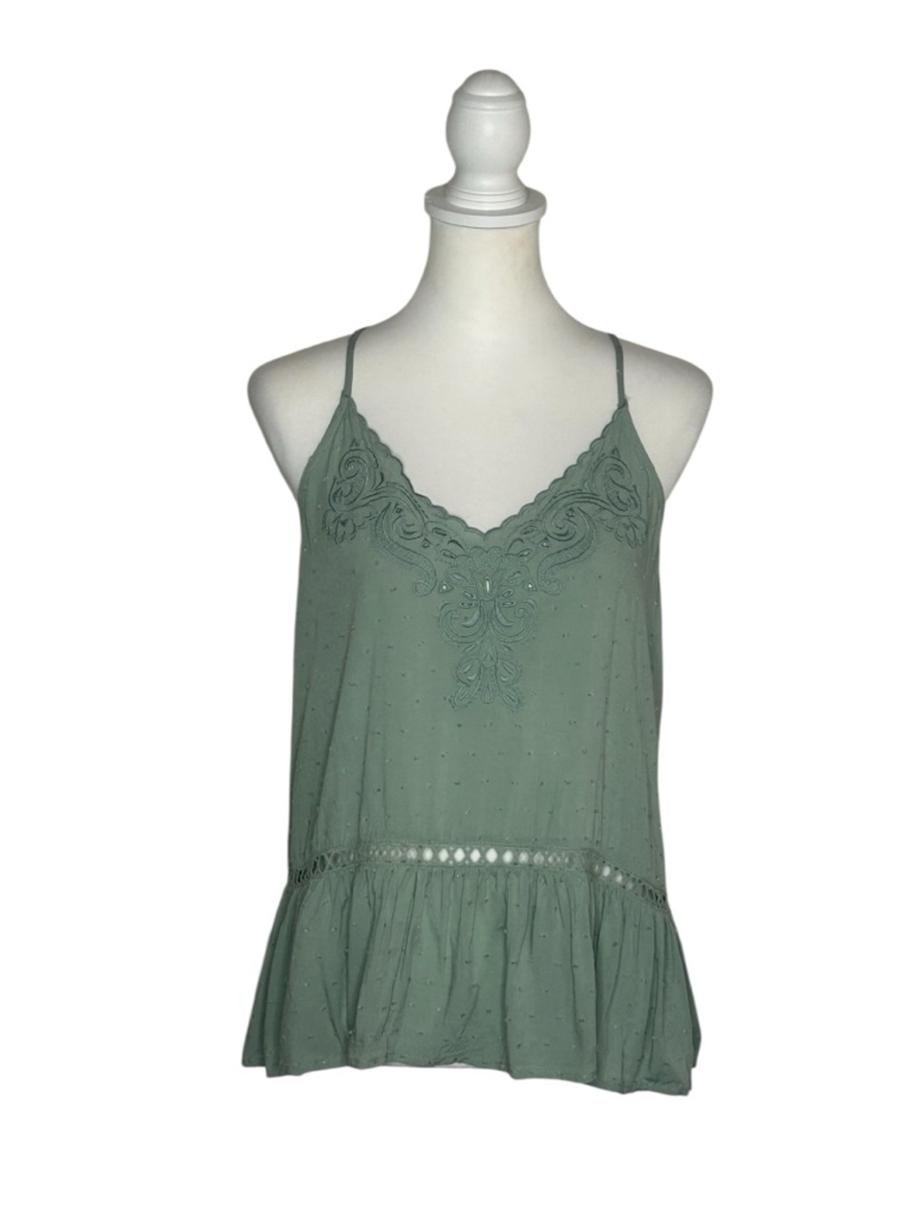 love on a hanger Sage Green Embroidered V-Neck Camisole
